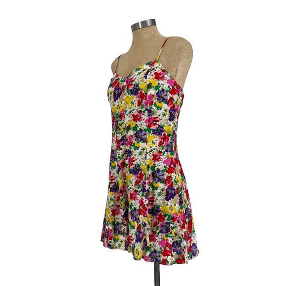 Vintage 90s Floral Romper Mini Playsuit Flowy Wide Leg size Small - Picture 3 of 11